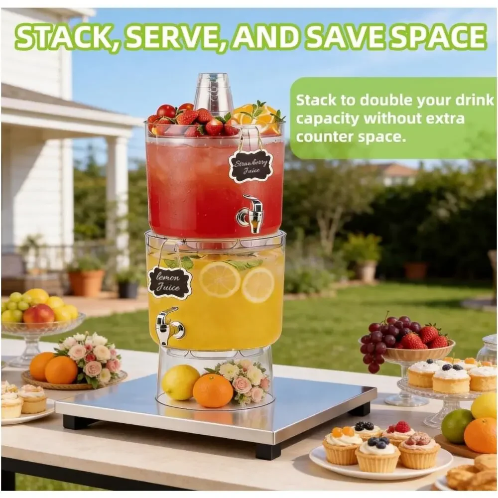 MiraFure 2-Pack 2-Gallon Drink Dispensers with Stands & Spigots NEW